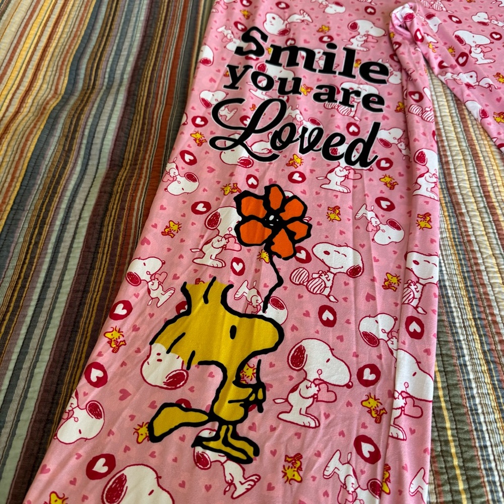 Brief Insanity Peanuts Pajama Lounge Pants XXL Snoopy Woodstock Love Pink NWT - Picture 4 of 13